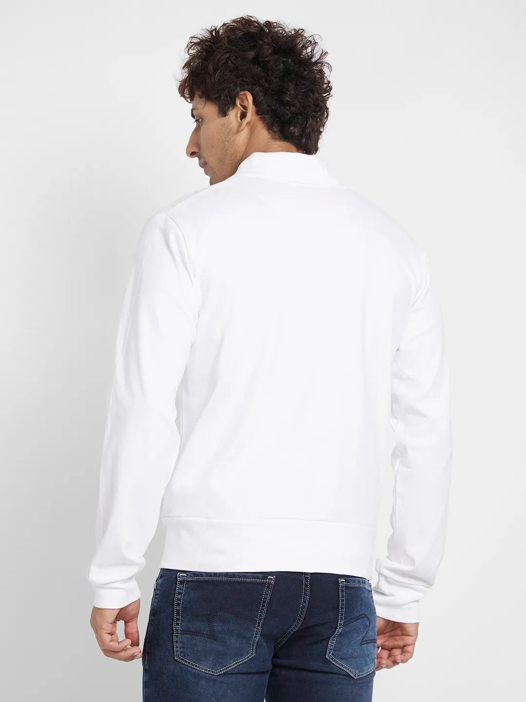 White Regular Fit Round Neck Long Sleeves Men's Sweatshirt by Being Human Clothing