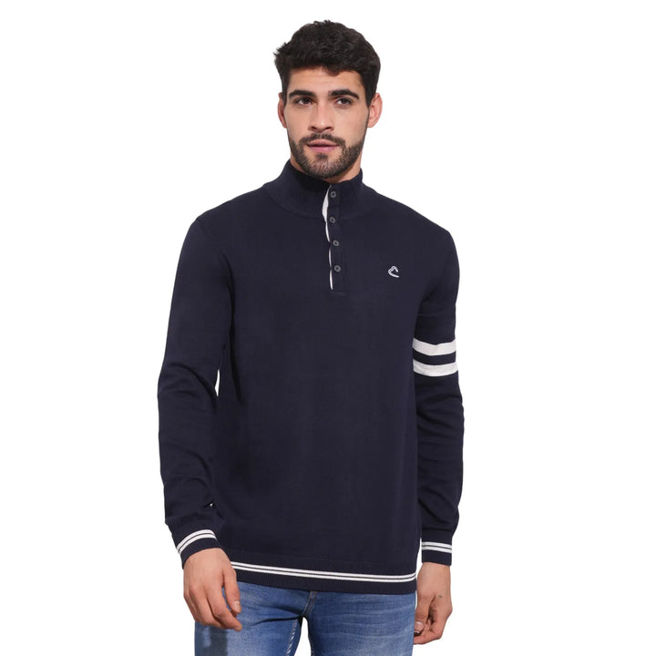 Navy Regular Fit Round Neck Men's Sweatshirt by Being Human Clothing