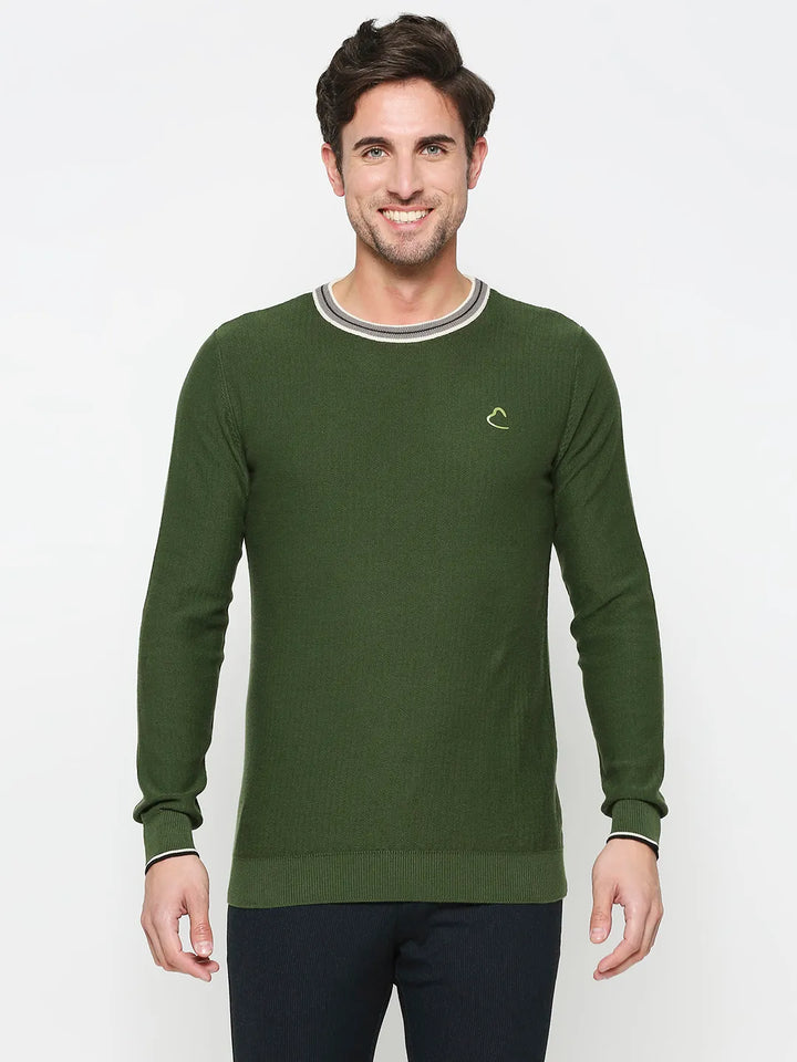 Green Regular Fit Round Neck Long Sleeves Men's Sweatshirt by Being Human Clothing