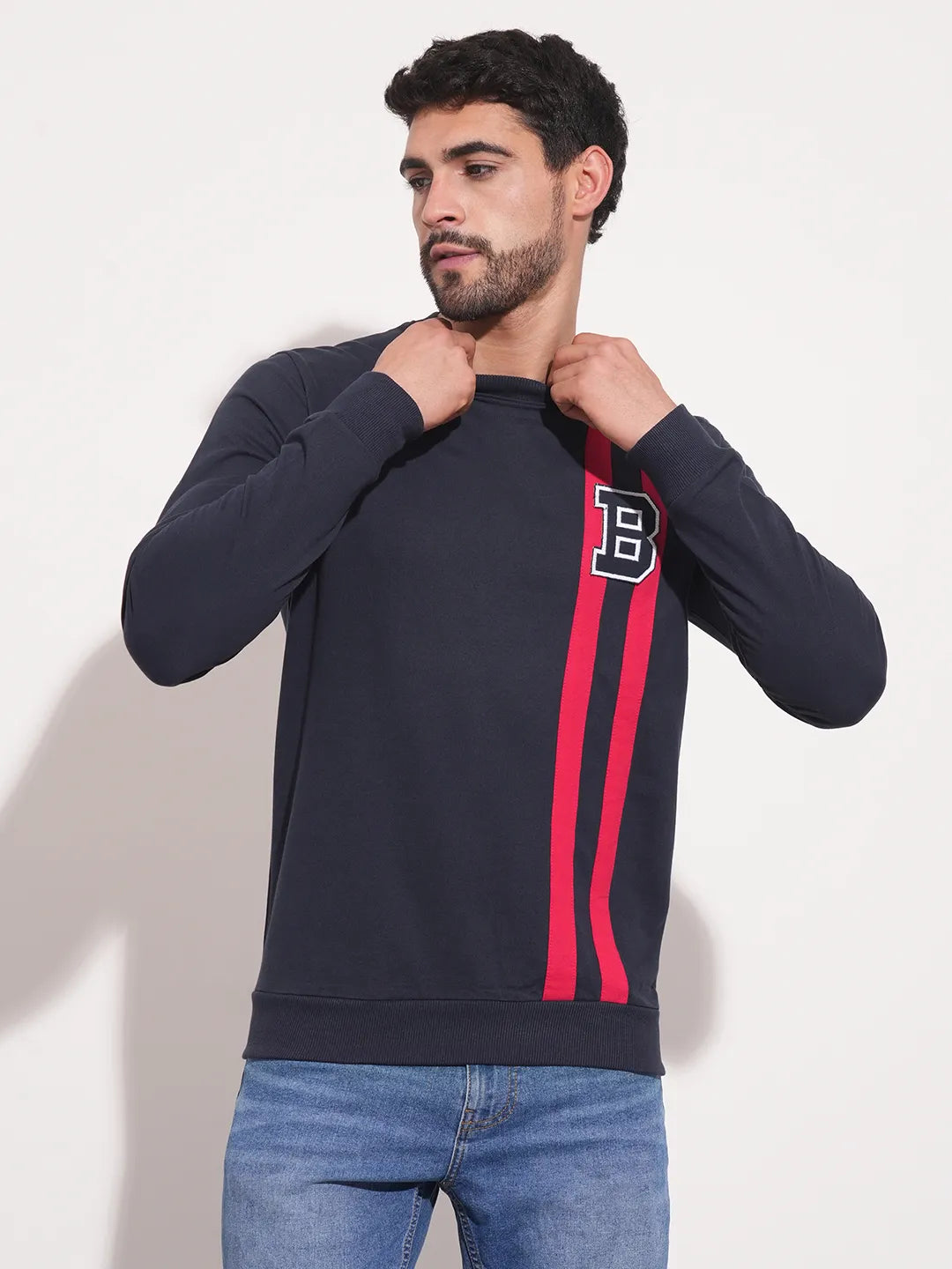 Blue Regular Fit Round Neck Long Sleeves Men's Sweatshirt by Being Human Clothing