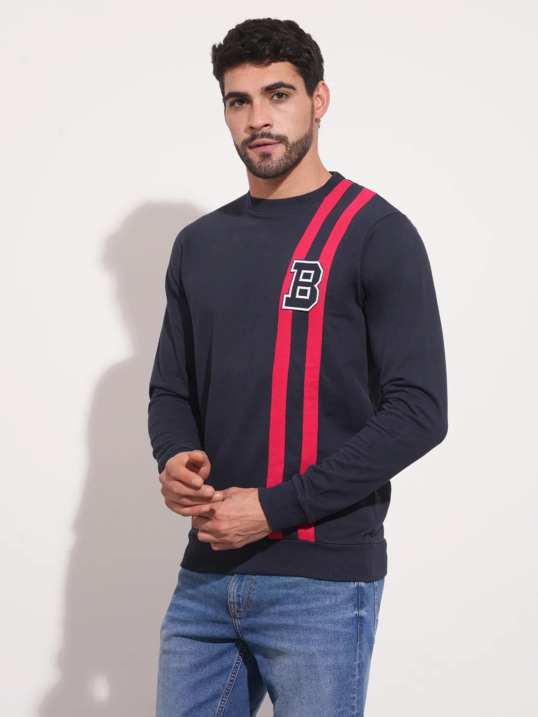 Blue Regular Fit Round Neck Long Sleeves Men's Sweatshirt by Being Human Clothing