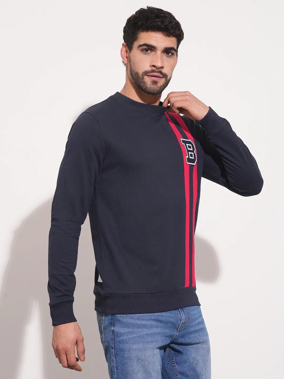 Blue Regular Fit Round Neck Long Sleeves Men's Sweatshirt by Being Human Clothing