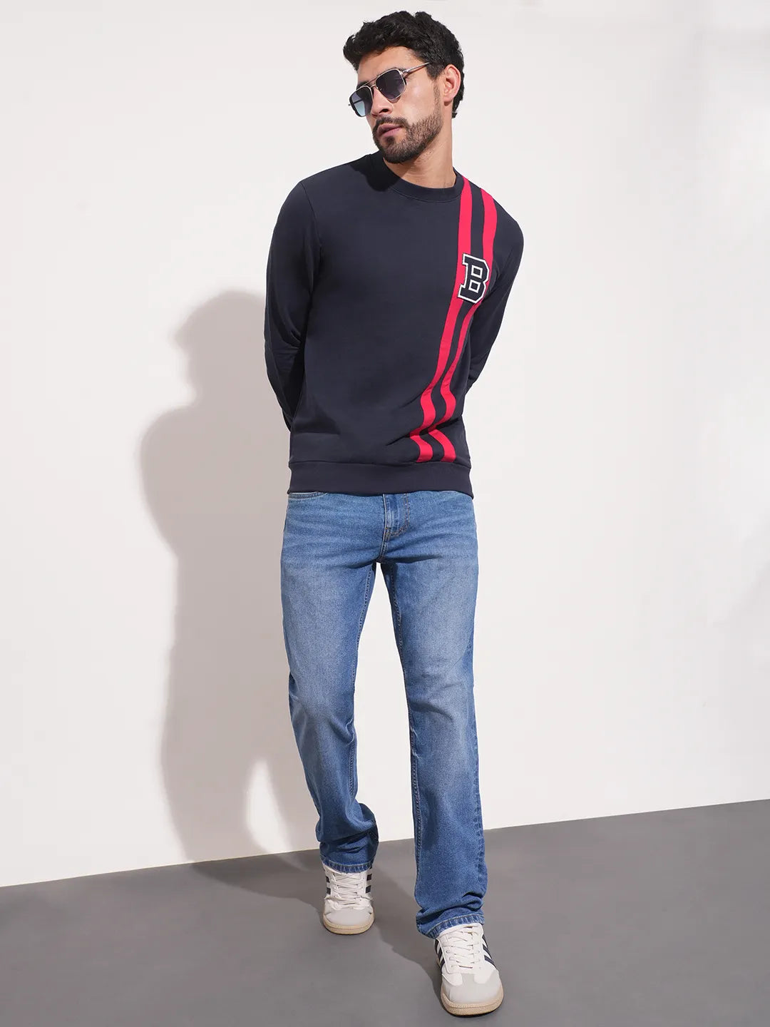 Blue Regular Fit Round Neck Long Sleeves Men's Sweatshirt by Being Human Clothing