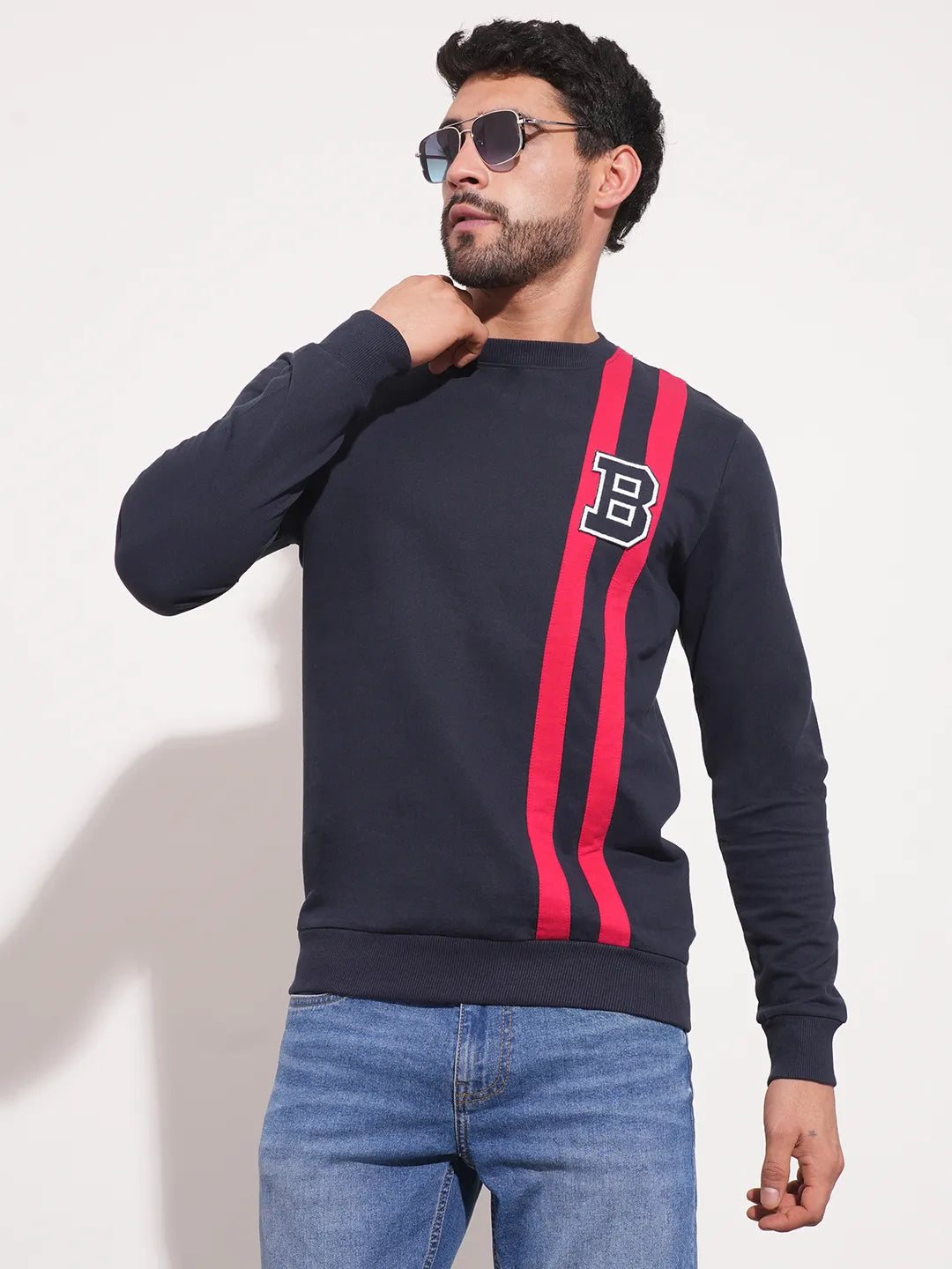 Blue Regular Fit Round Neck Long Sleeves Men's Sweatshirt by Being Human Clothing