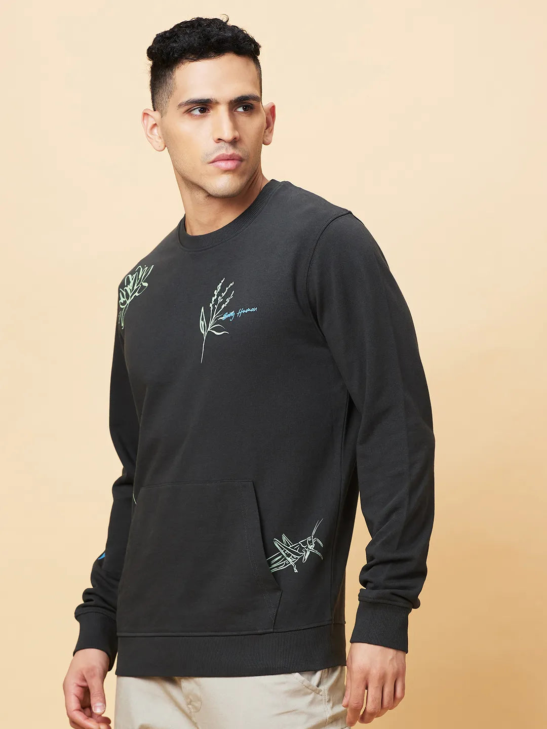 Being Human Clothing Mens-Top Sweatshirt Charcoal