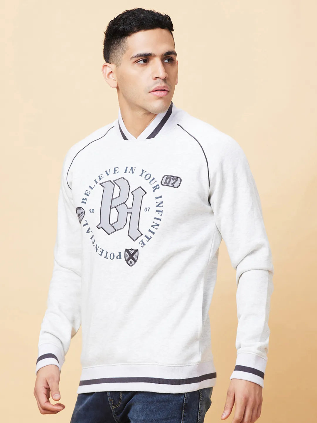 Being Human Clothing Mens-Top Sweatshirt Acru Melange