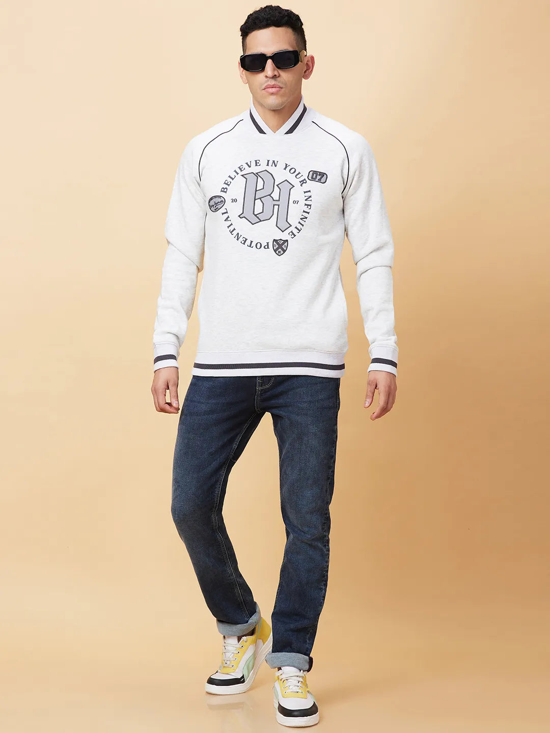 Being Human Clothing Mens-Top Sweatshirt Acru Melange