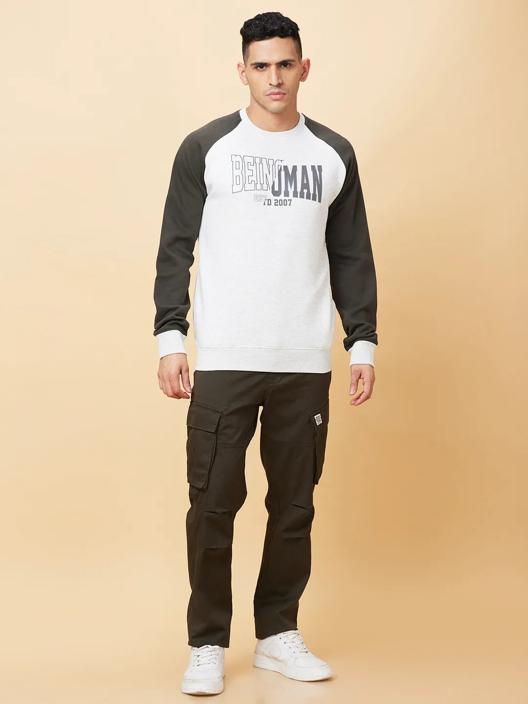 Being Human Clothing Mens-Top Sweatshirt Ecru Melange