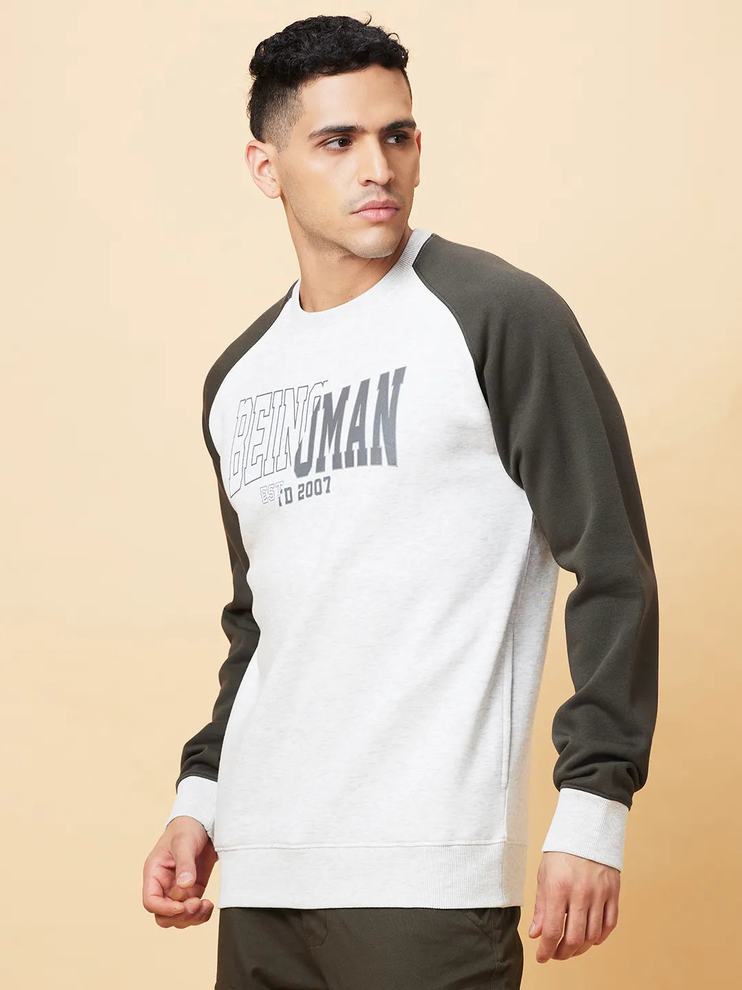 Being Human Clothing Mens-Top Sweatshirt Ecru Melange