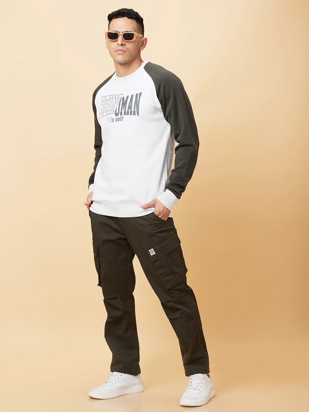 Being Human Clothing Mens-Top Sweatshirt Ecru Melange