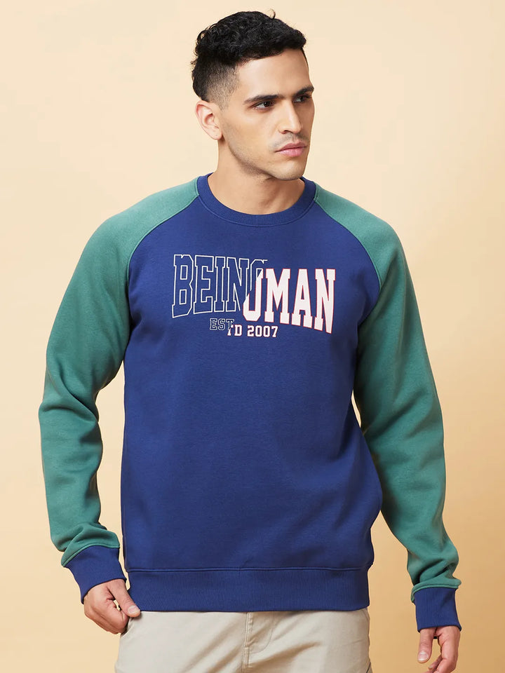Midnight Blue Regular Fit Round Neck Men's Sweatshirt by Being Human Clothing