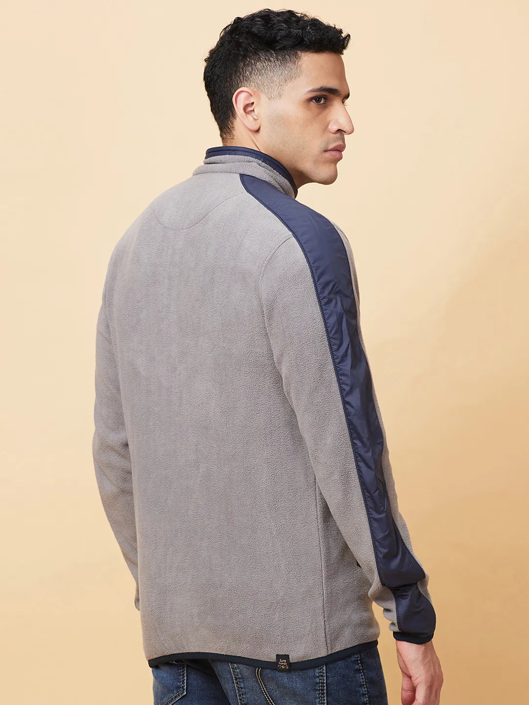 Grey Regular Fit High Neck Mens' Sweatshirt by Being Human Clothing