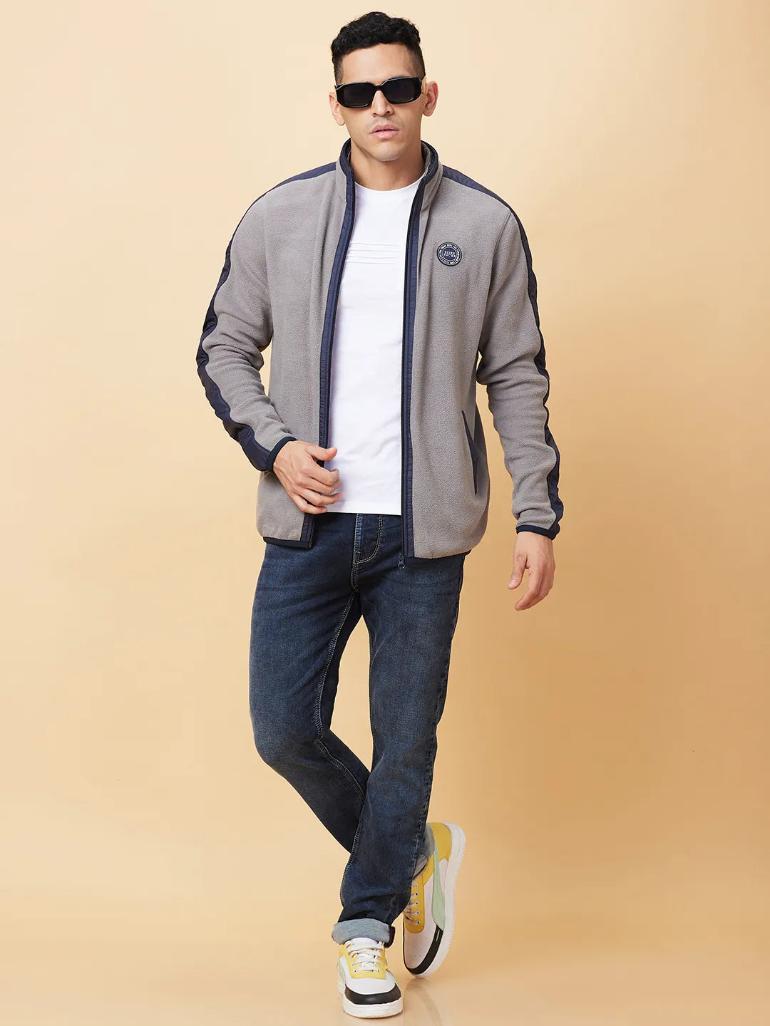 Grey Regular Fit High Neck Mens' Sweatshirt by Being Human Clothing