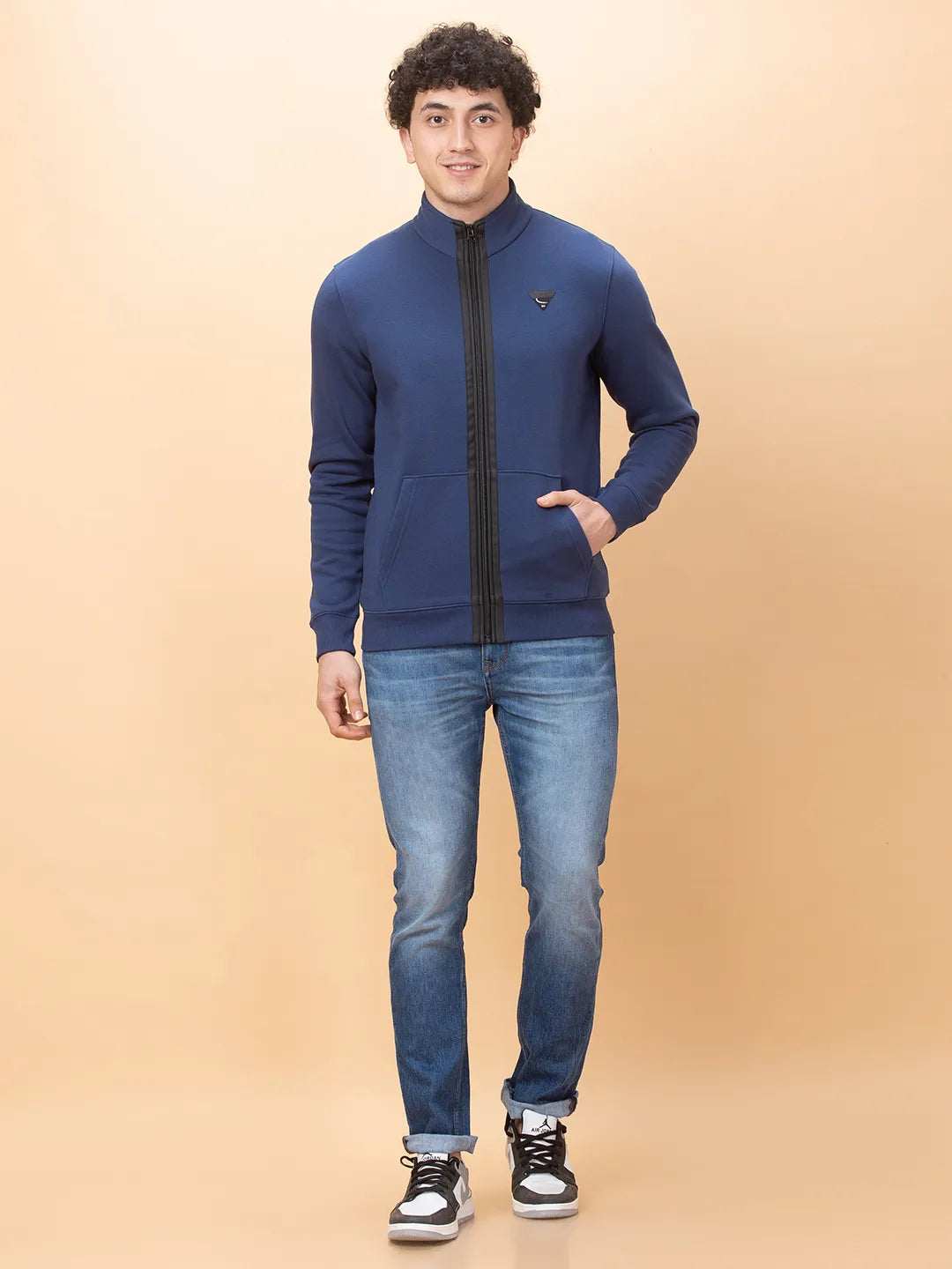 Mens-Top Sweatshirt Navy by Being Human Clothing