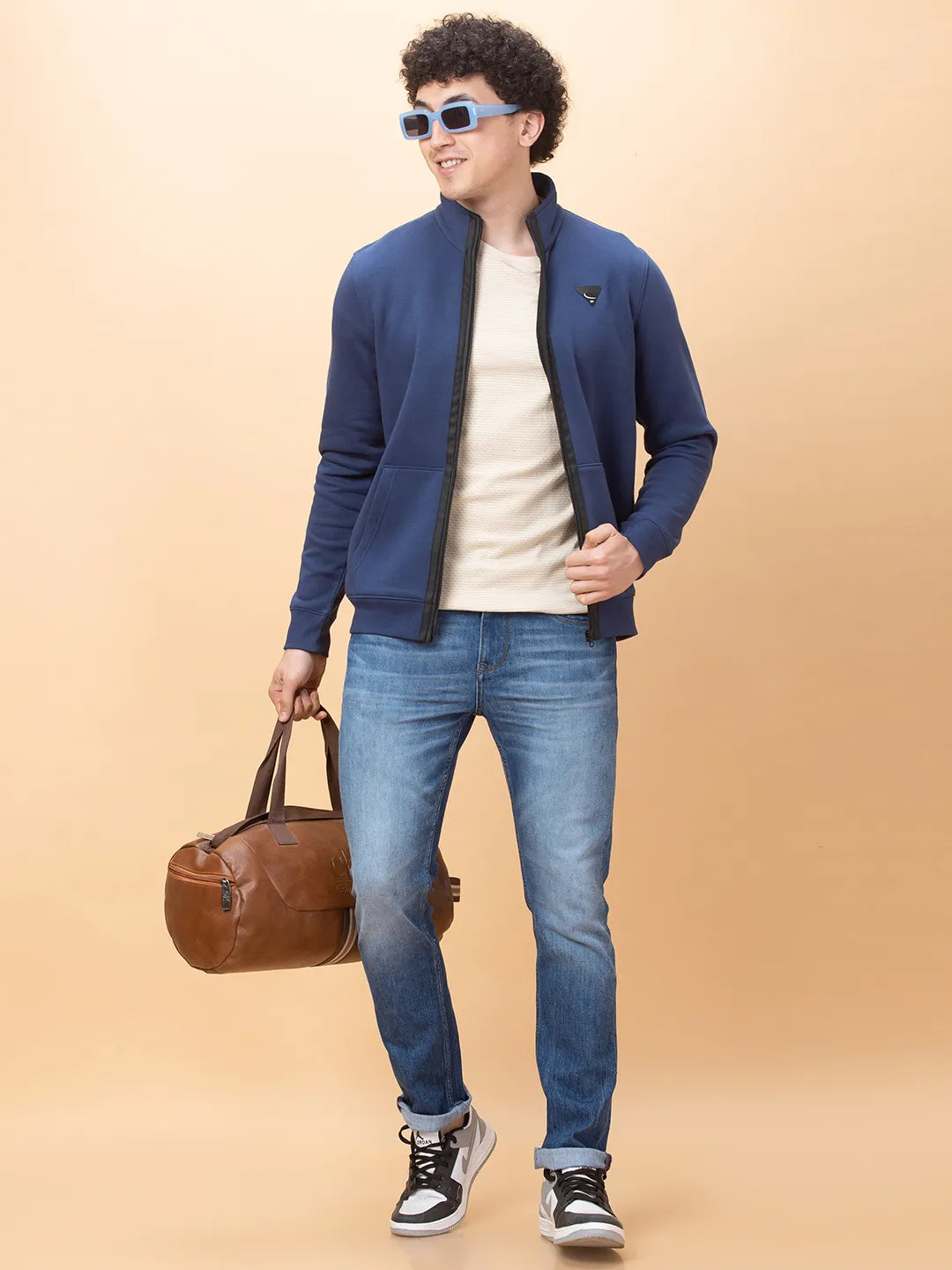 Mens-Top Sweatshirt Navy by Being Human Clothing