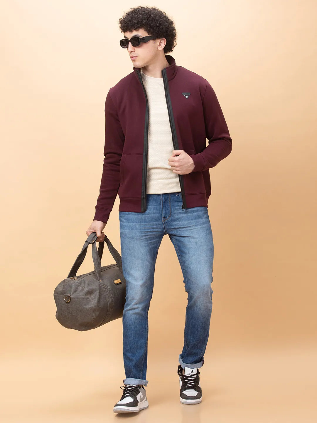 Mens-Top Sweatshirt Wine by Being Human Clothing