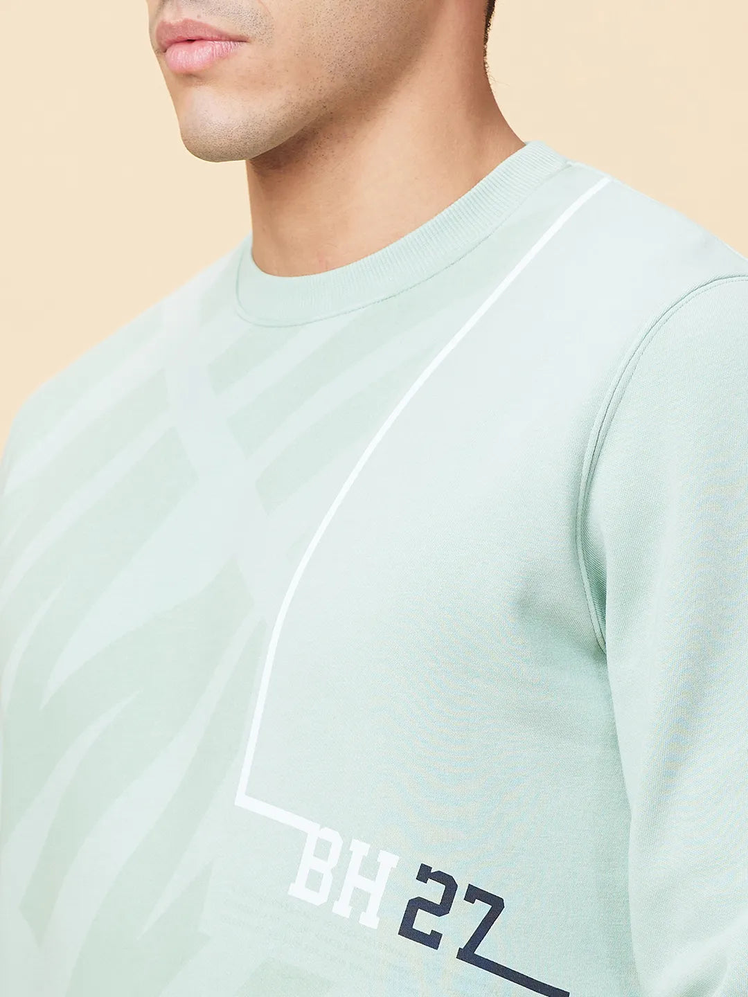 Mens-Top Sweatshirt Ocean Green by Being Human Clothing