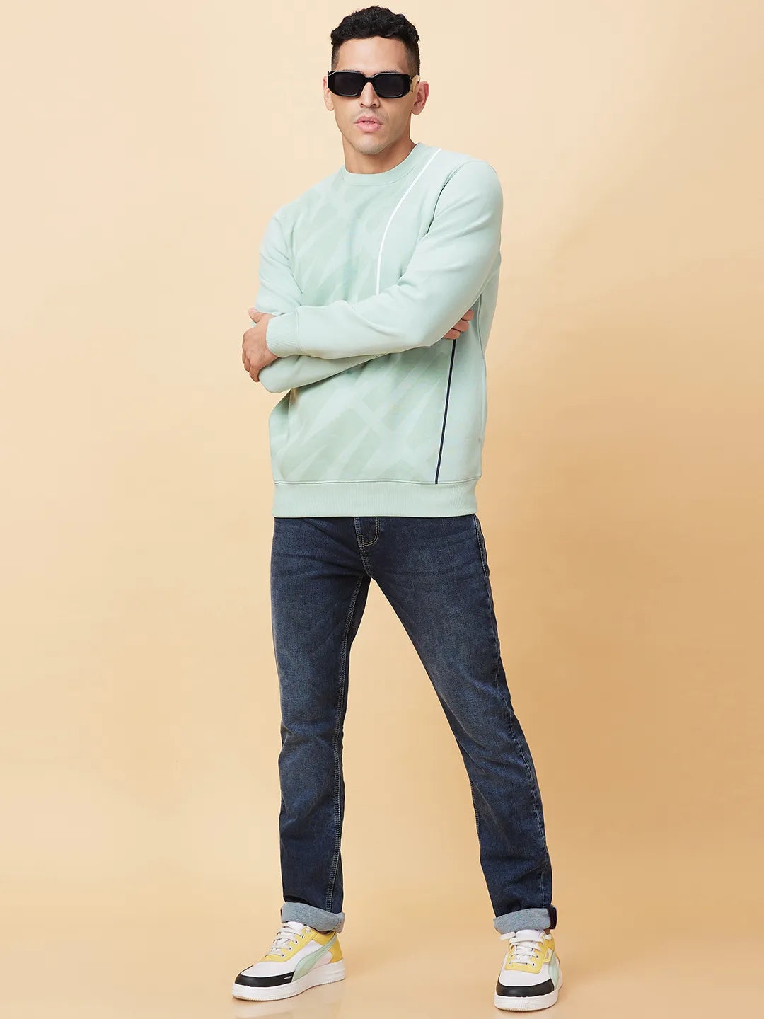 Mens-Top Sweatshirt Ocean Green by Being Human Clothing