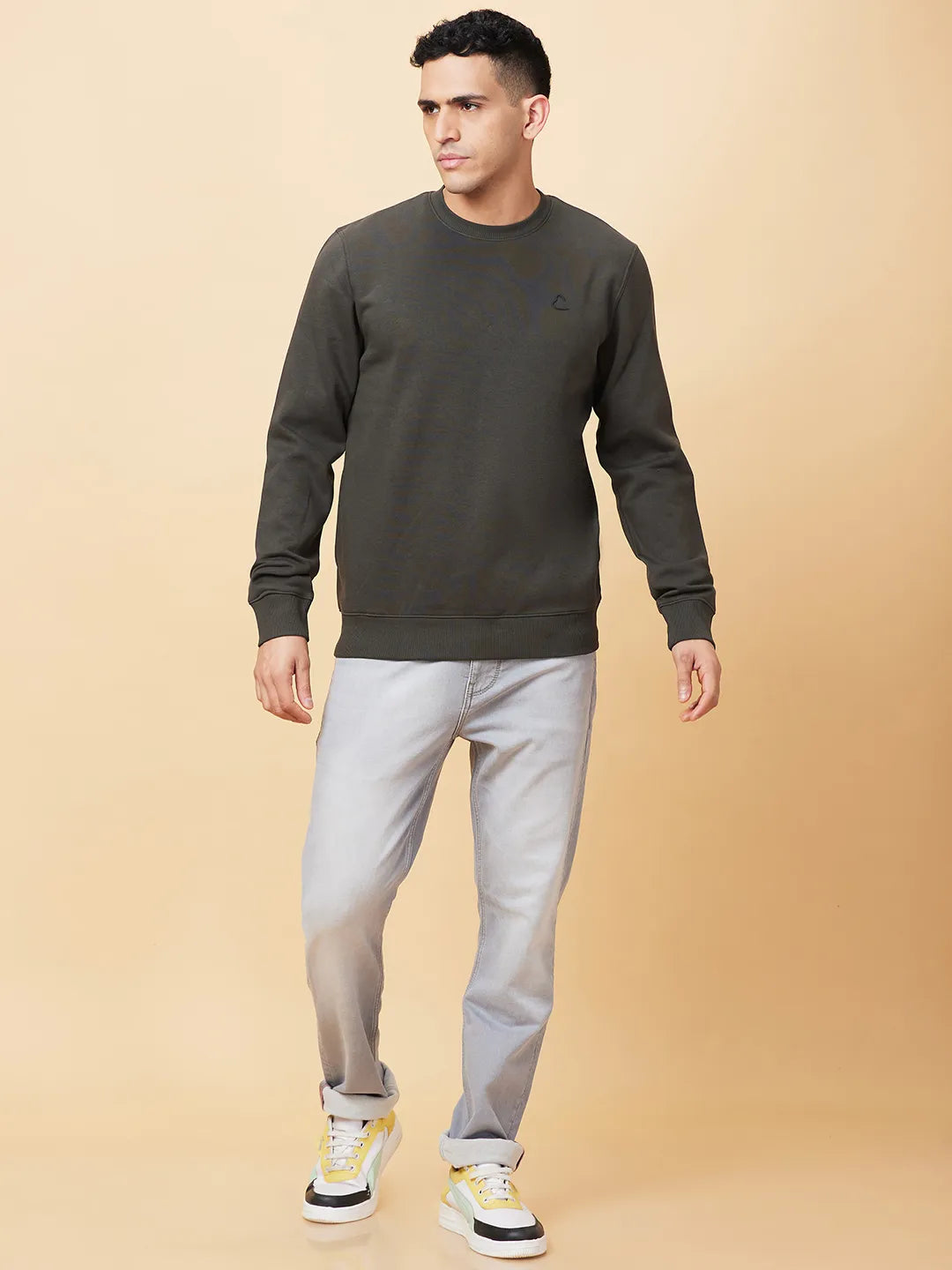 Being Human Clothing Mens-Top Sweatshirt Olive