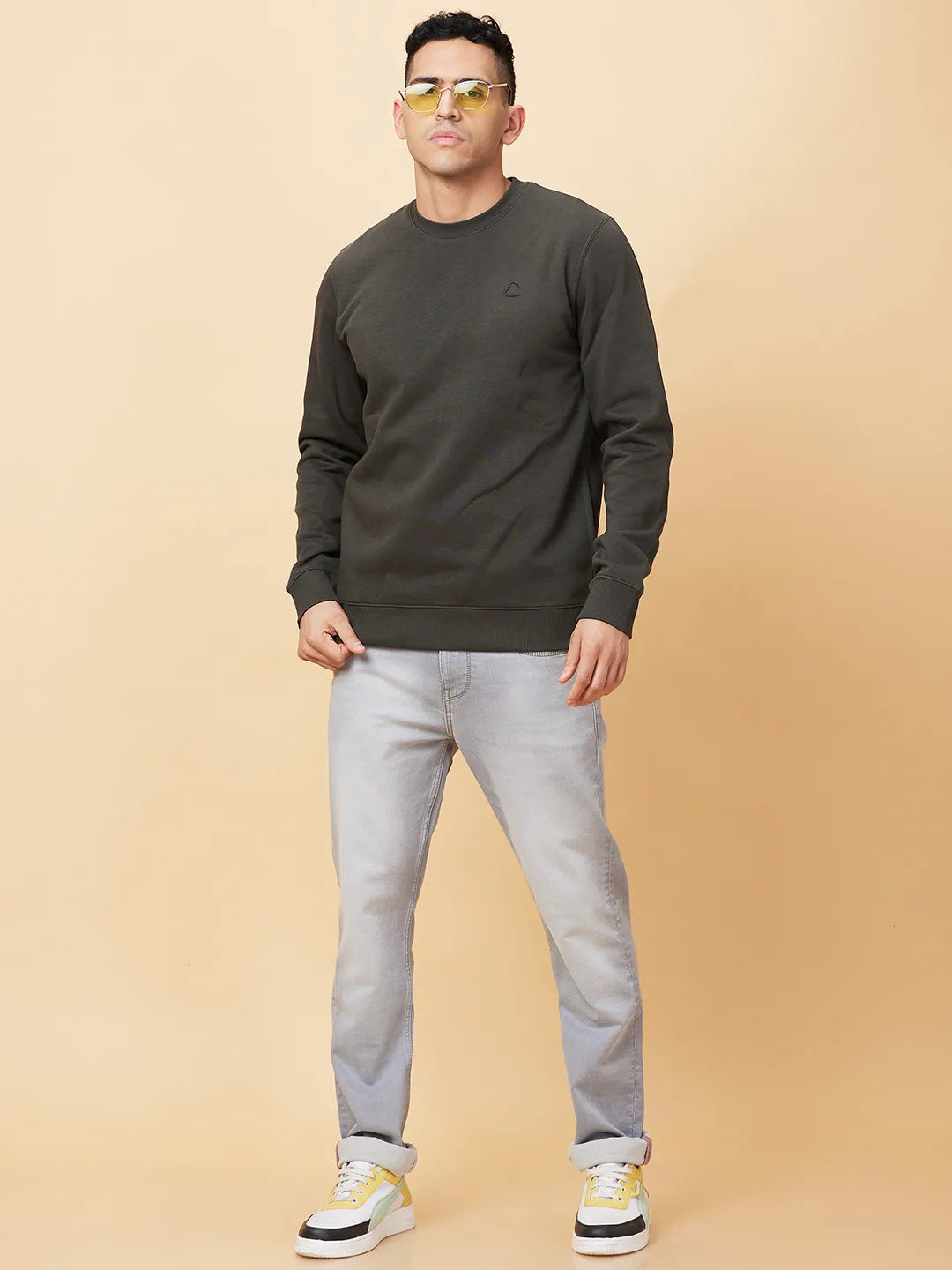 Being Human Clothing Mens-Top Sweatshirt Olive