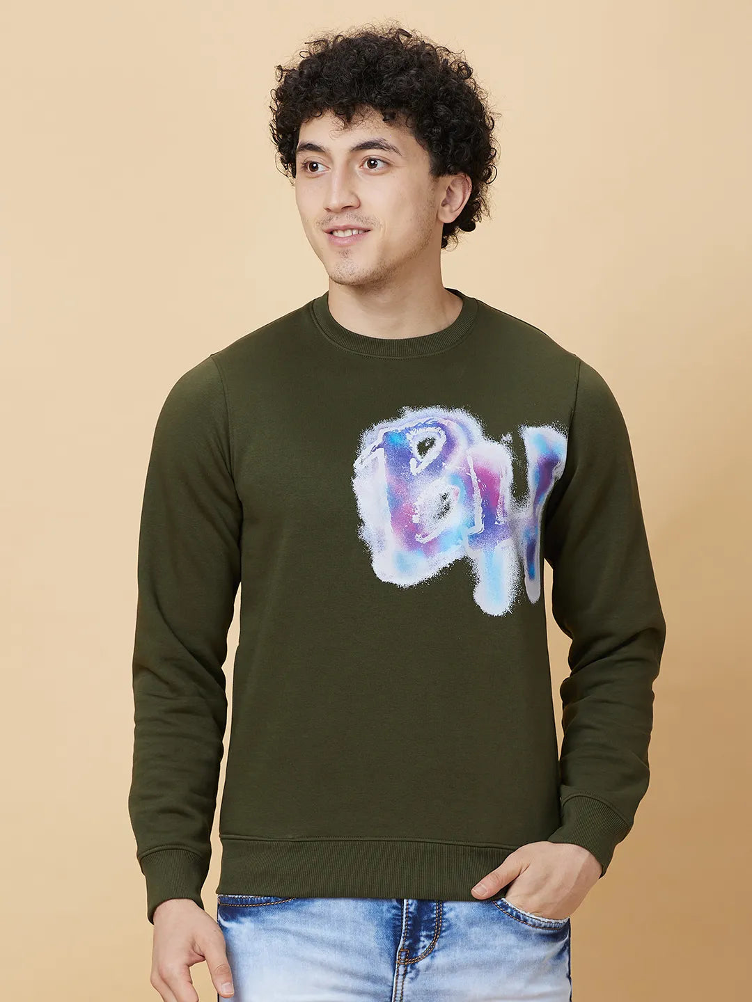 Being Human Clothing Mens-Top Sweatshirt Olive