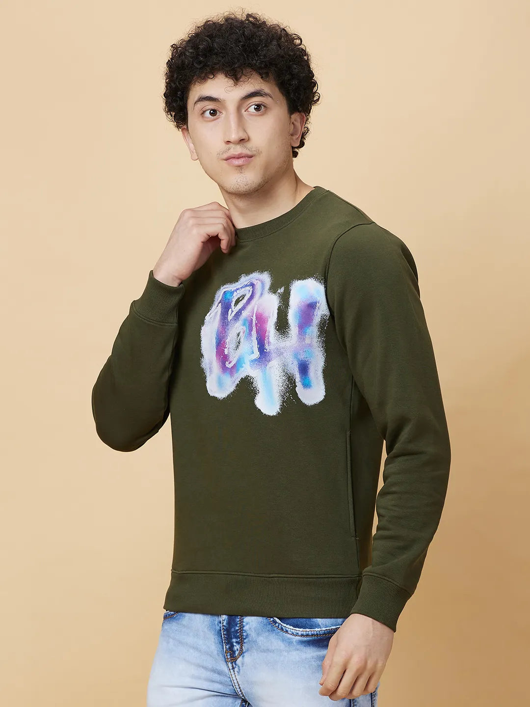 Being Human Clothing Mens-Top Sweatshirt Olive