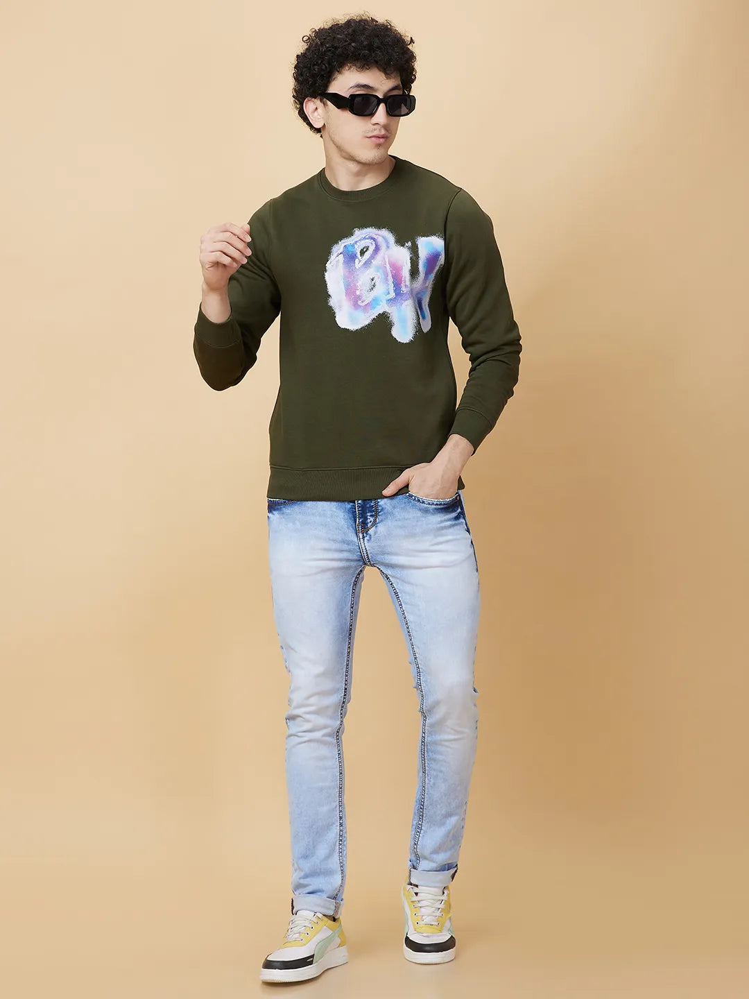 Being Human Clothing Mens-Top Sweatshirt Olive