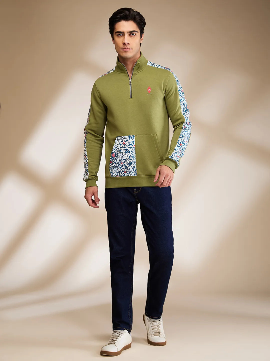 Mens-Top Sweatshirt Olive by Being Human Clothing