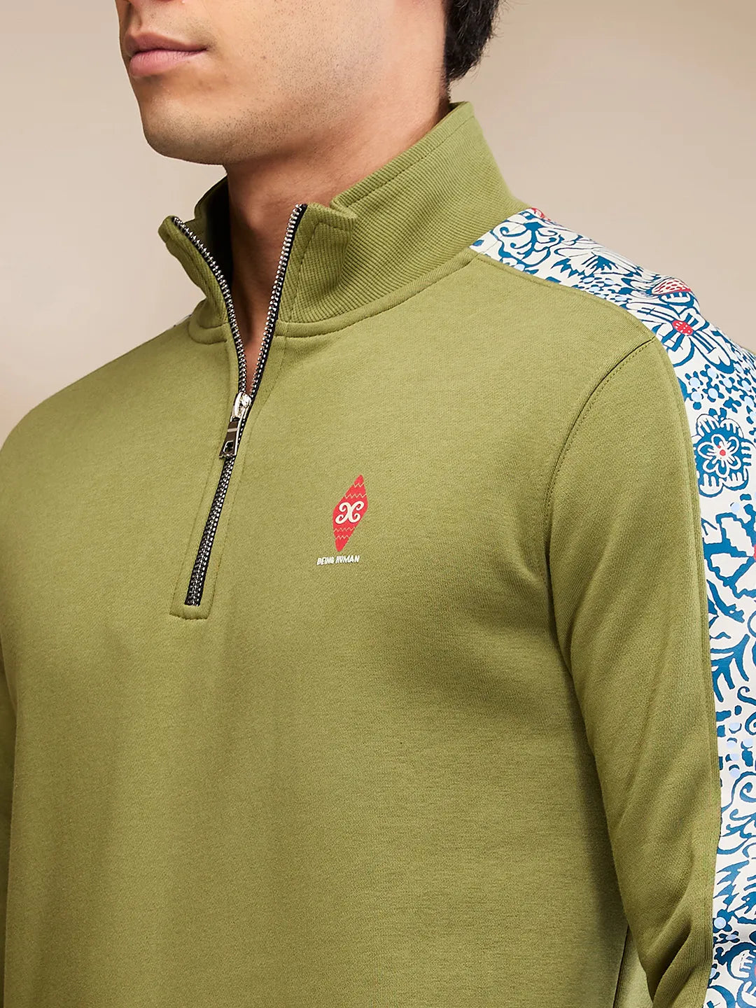 Mens-Top Sweatshirt Olive by Being Human Clothing