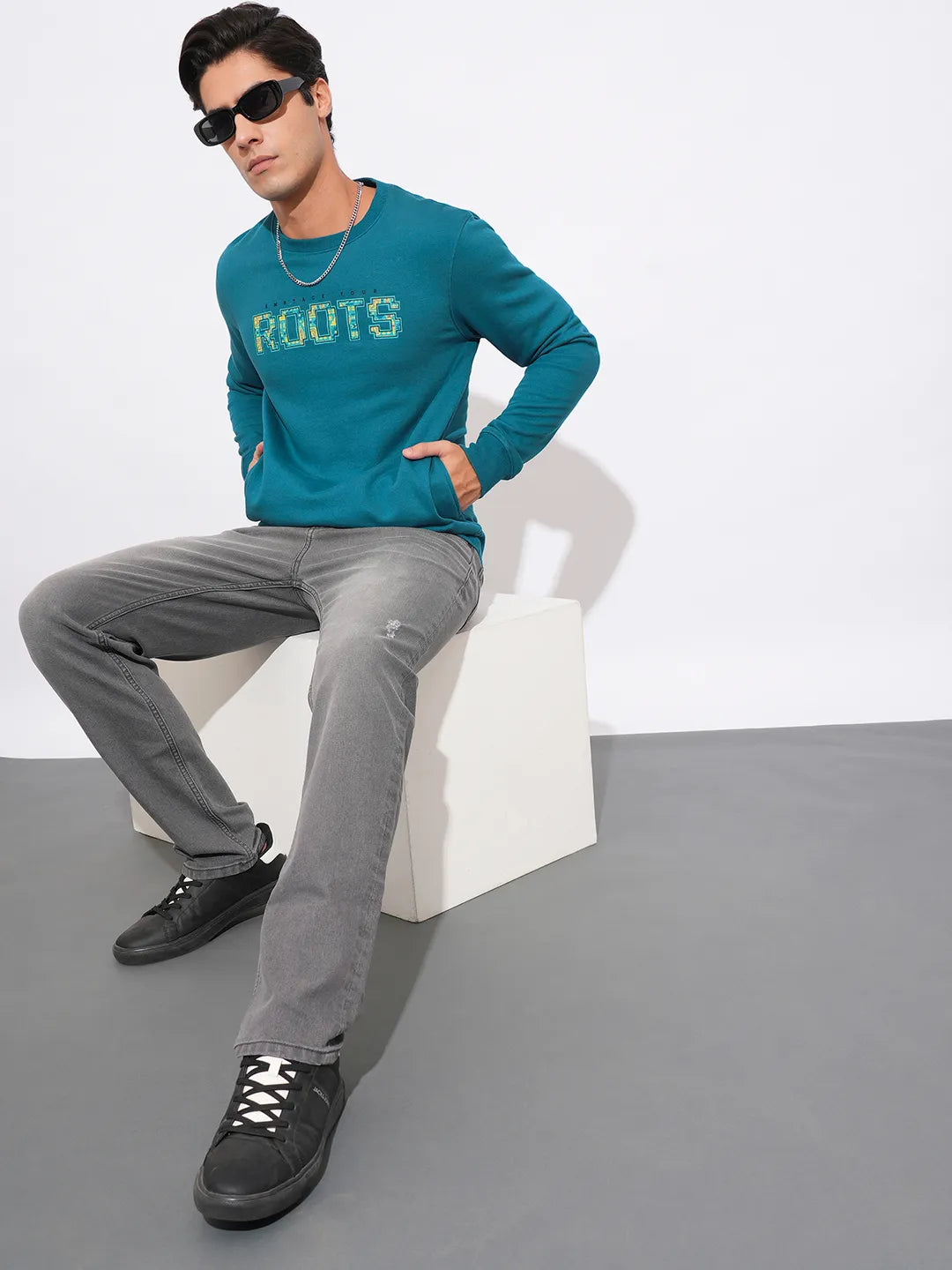 Being Human Clothing Mens-Top Sweatshirt Deep Teal