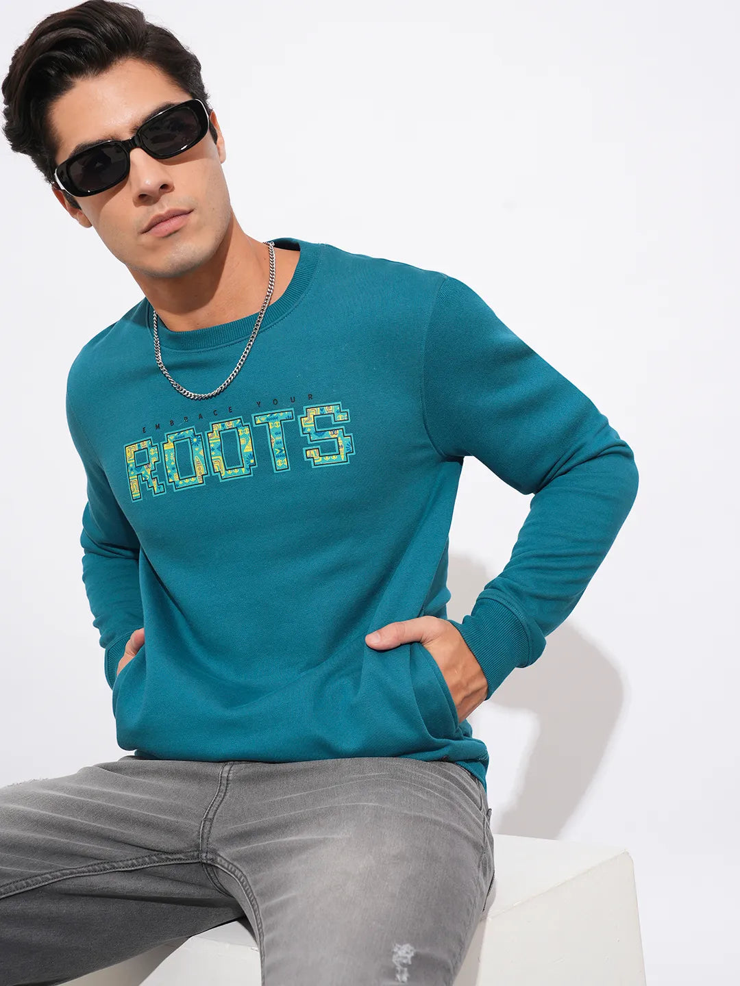 Being Human Clothing Mens-Top Sweatshirt Deep Teal