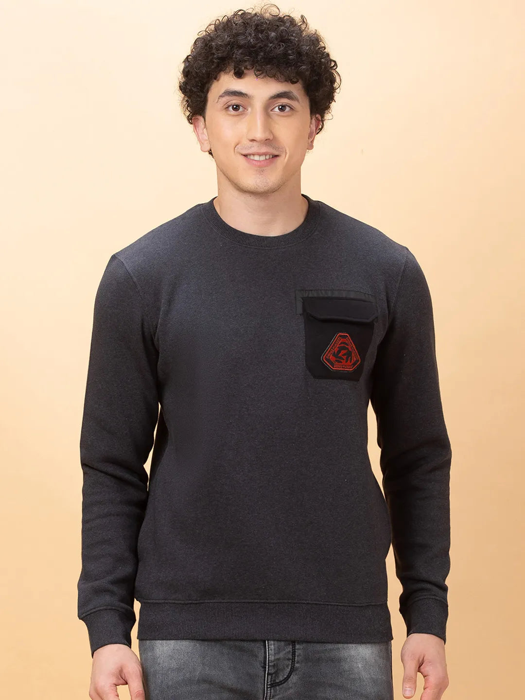 Being Human Clothing Mens-Top Sweatshirt Anthra Mel
