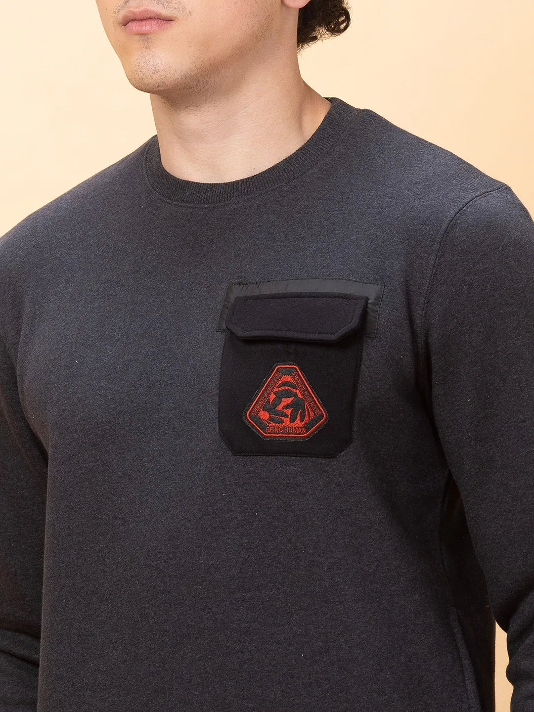 Being Human Clothing Mens-Top Sweatshirt Anthra Mel