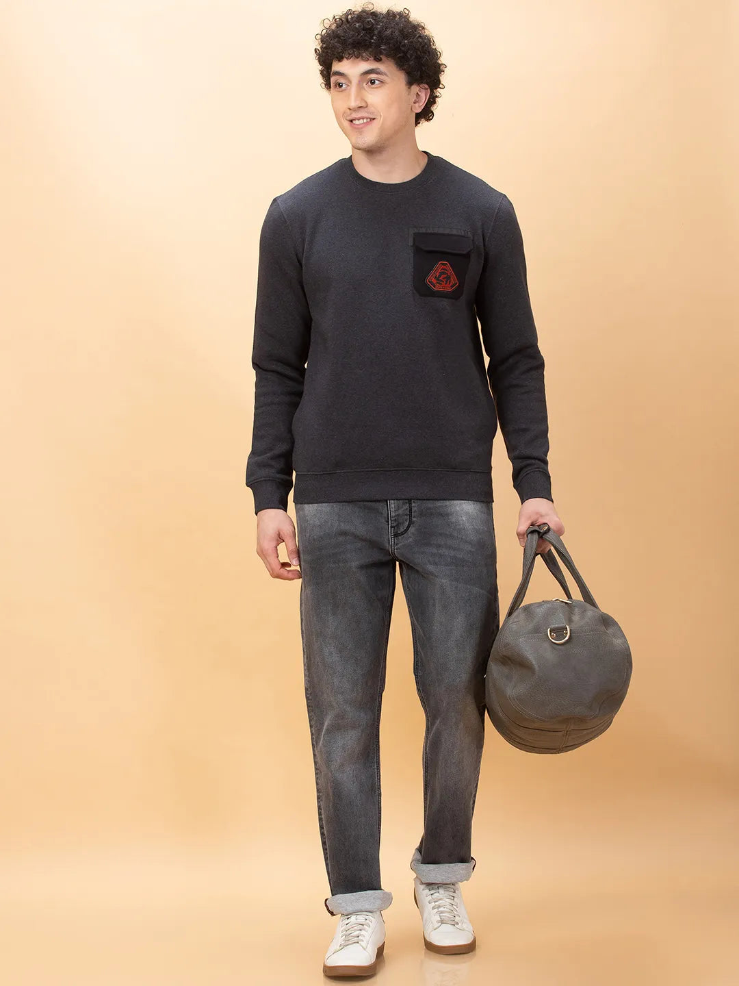 Being Human Clothing Mens-Top Sweatshirt Anthra Mel