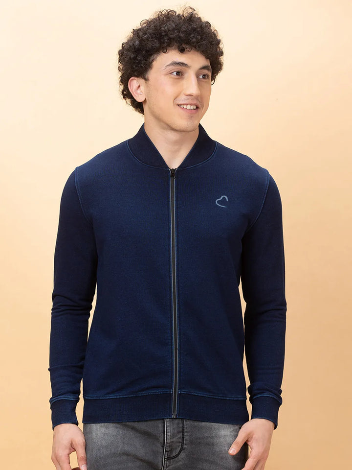 Navy Regular Fit Round Neck Men's Sweatshirt by Being Human Clothing