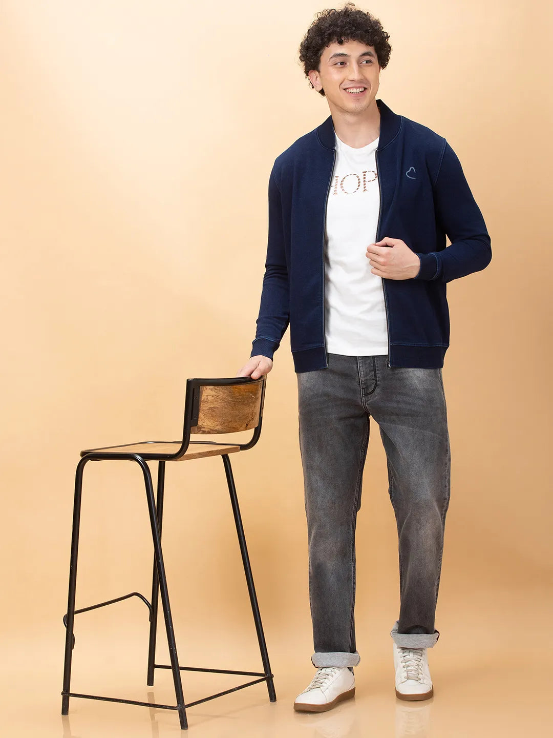 Mens-Top Sweatshirt Navy by Being Human Clothing