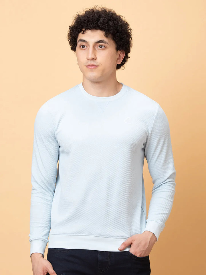 Light Blue Slim Fit Round Neck Men's Sweatshirt by Being Human Clothing