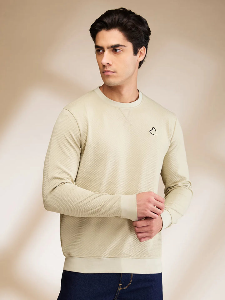 Olive Slim Fit Round Neck Men's Sweatshirt by Being Human Clothing