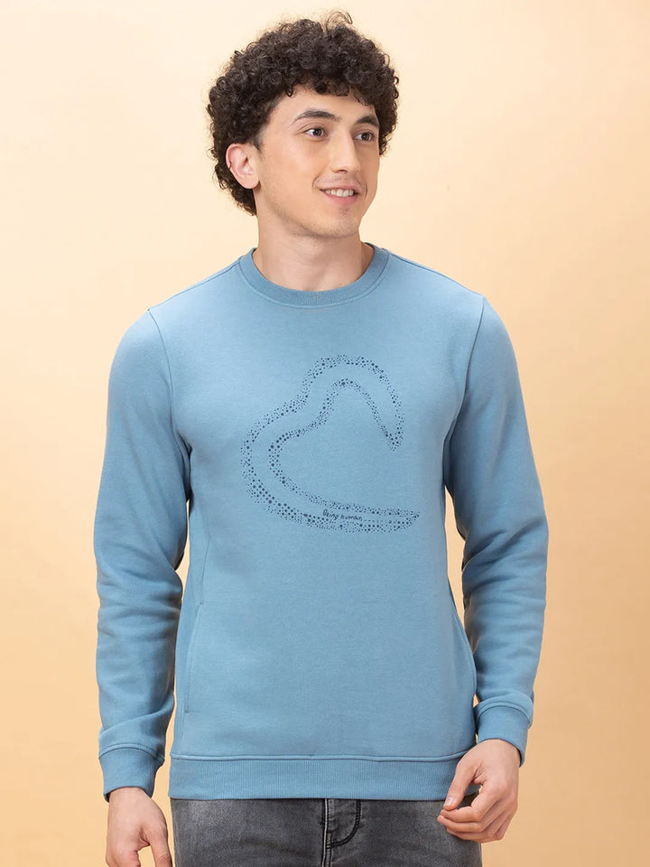 Blue Regular Fit Round Neck Long Sleeves Men's Sweatshirt by Being Human Clothing