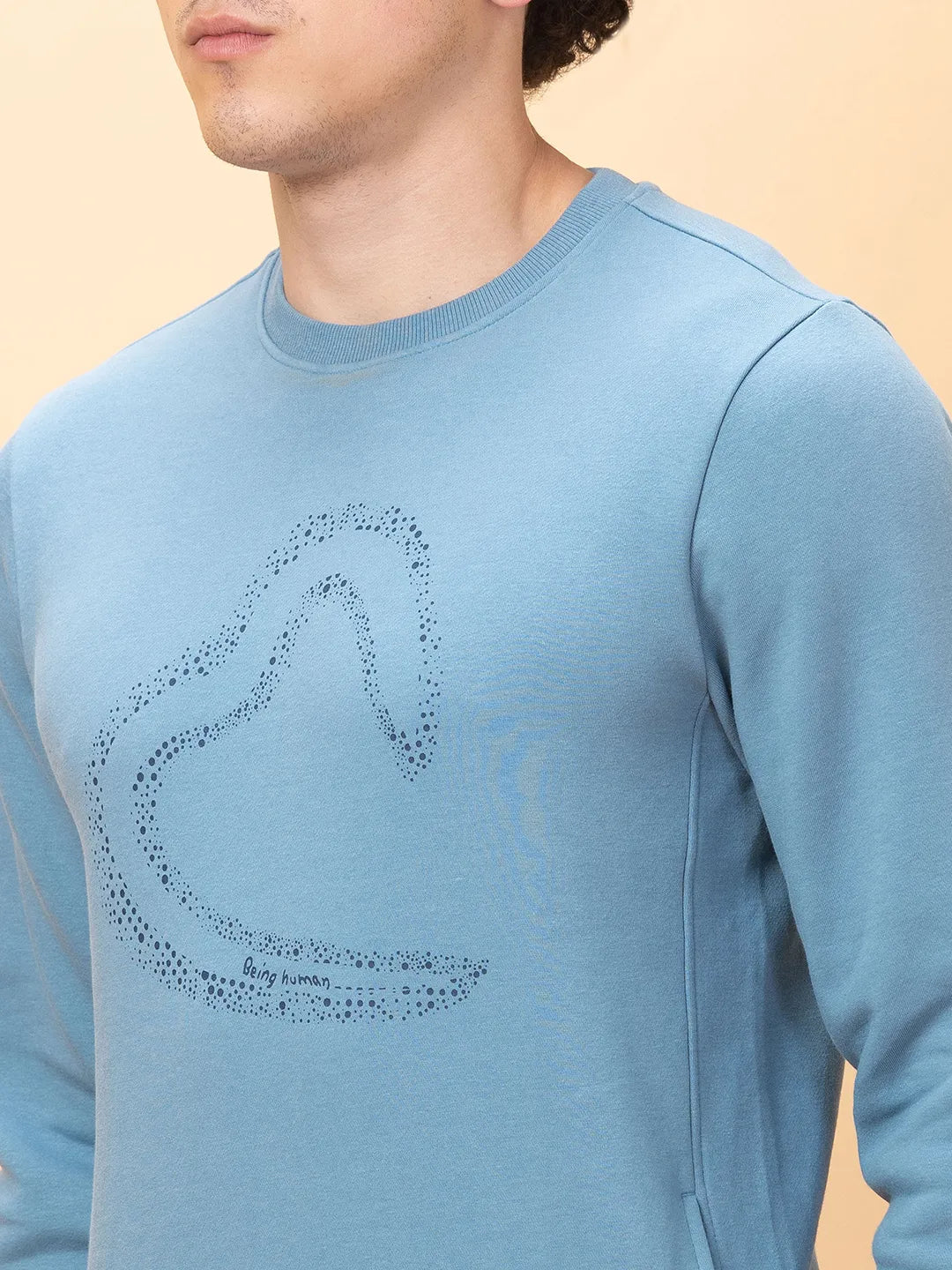 Being Human Clothing Mens-Top Sweatshirt Chambray Blue