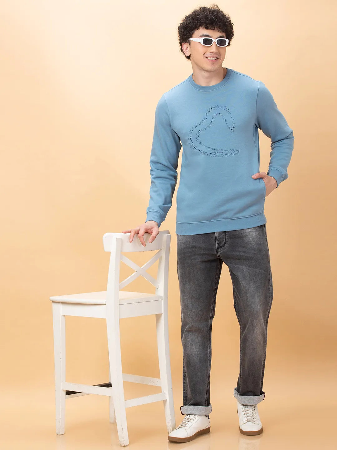 Being Human Clothing Mens-Top Sweatshirt Chambray Blue