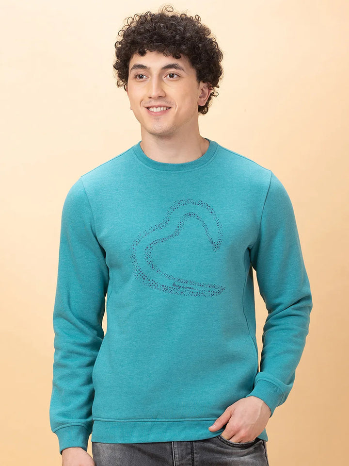 Dark Green Regular Fit Round Neck Men's Sweatshirt