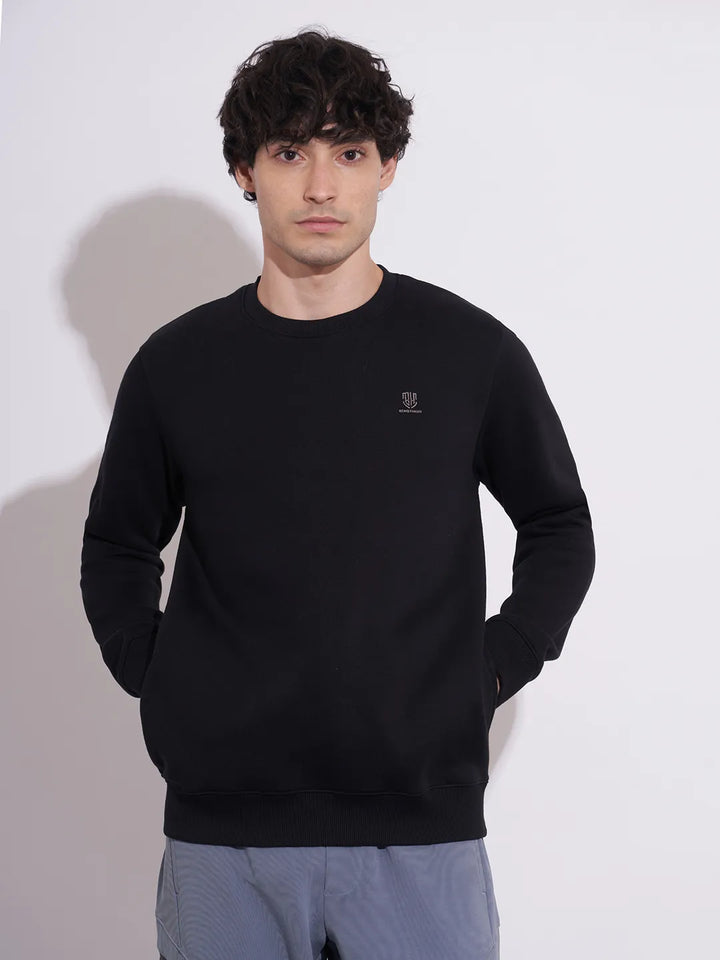 Black Regular Fit Round Neck Men's Sweatshirt by Being Human Clothing