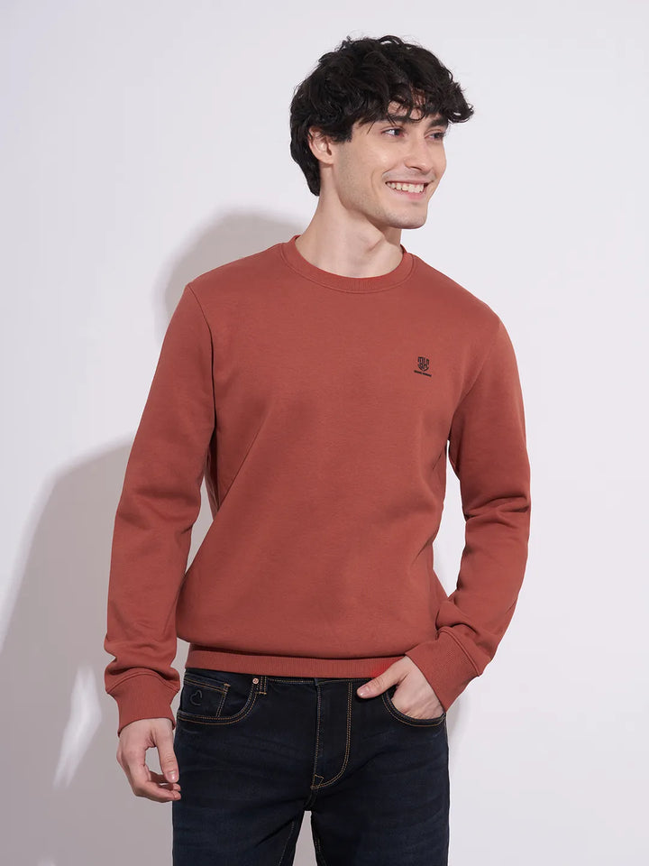 Red Regular Fit Round Neck Men's Sweatshirt by Being Human Clothing