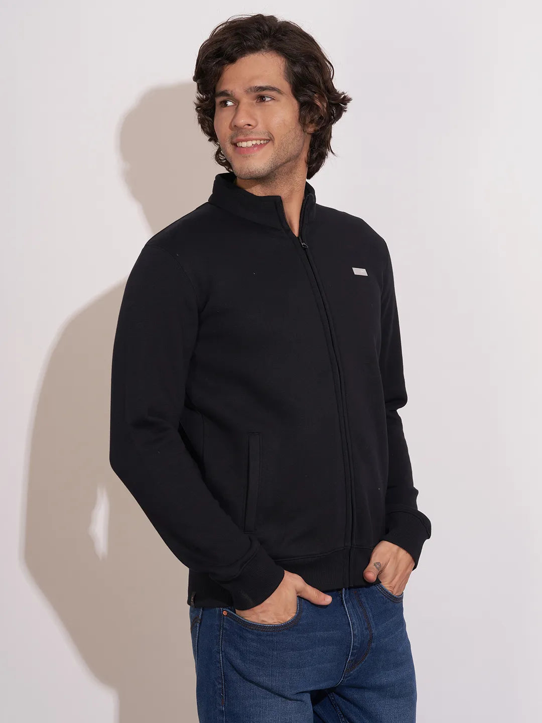 Black Regular Fit Round Neck Men's Sweatshirt by Being Human Clothing