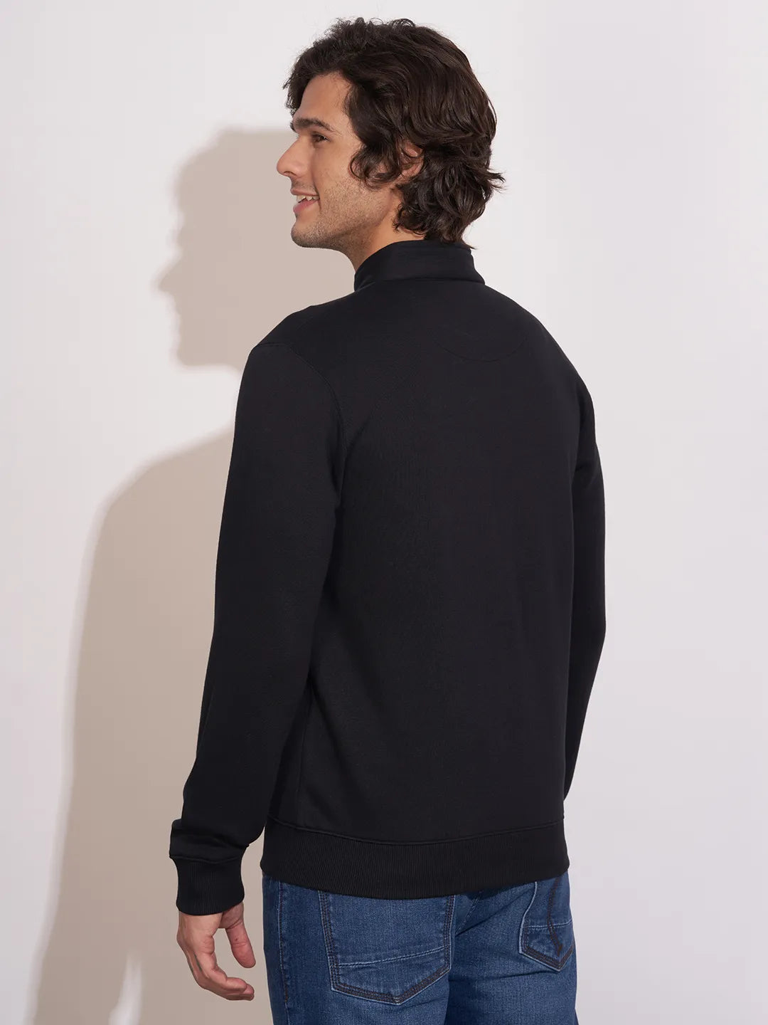 Black Regular Fit Round Neck Men's Sweatshirt by Being Human Clothing