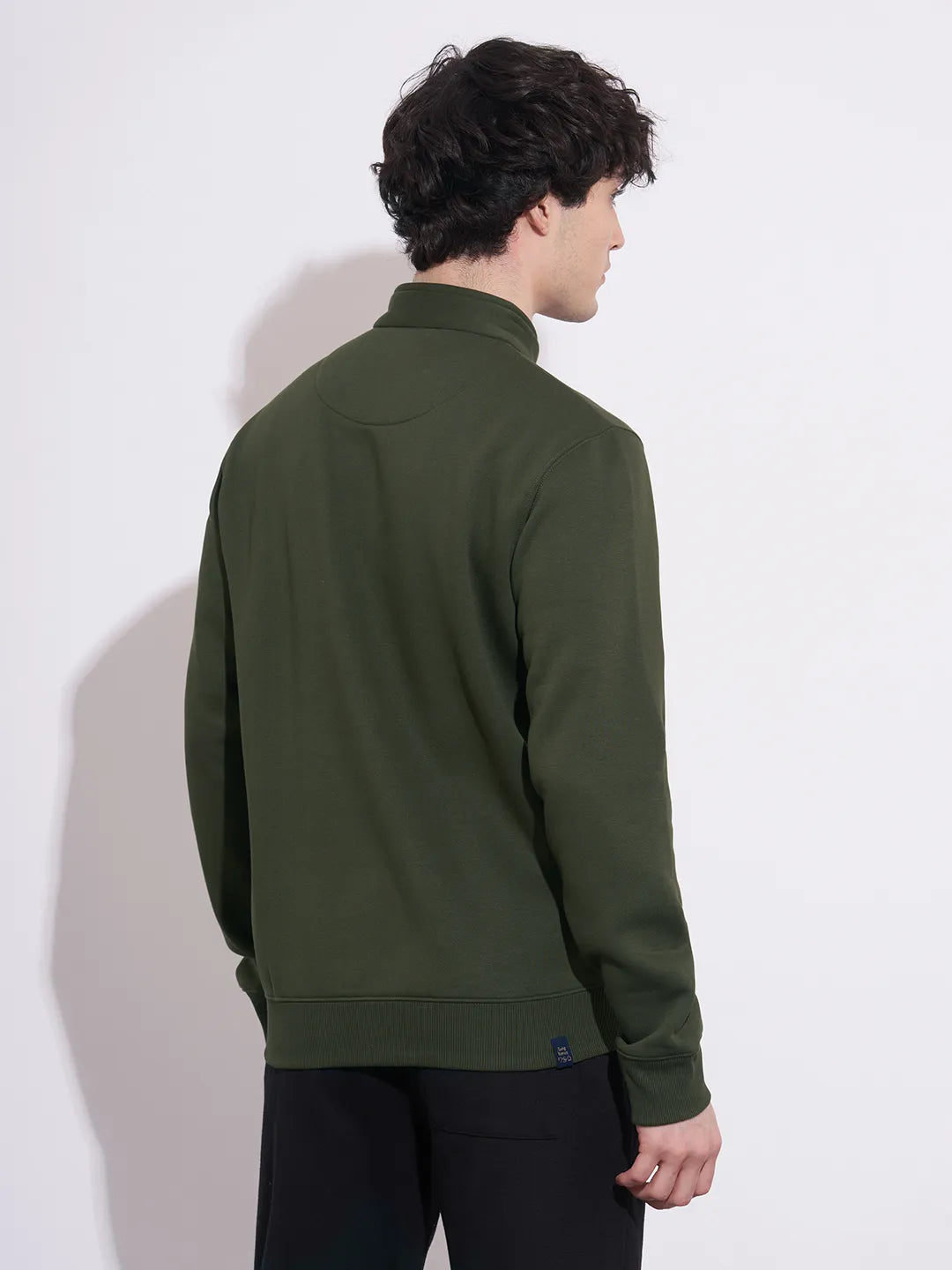 Being Human Men's Olive High-Neck Zip-Front Sweatshirt