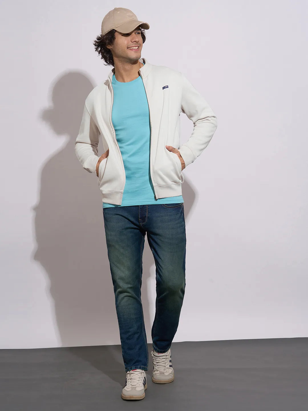 Being Human Men's Light Grey Zip-Front High-Neck Sweatshirt