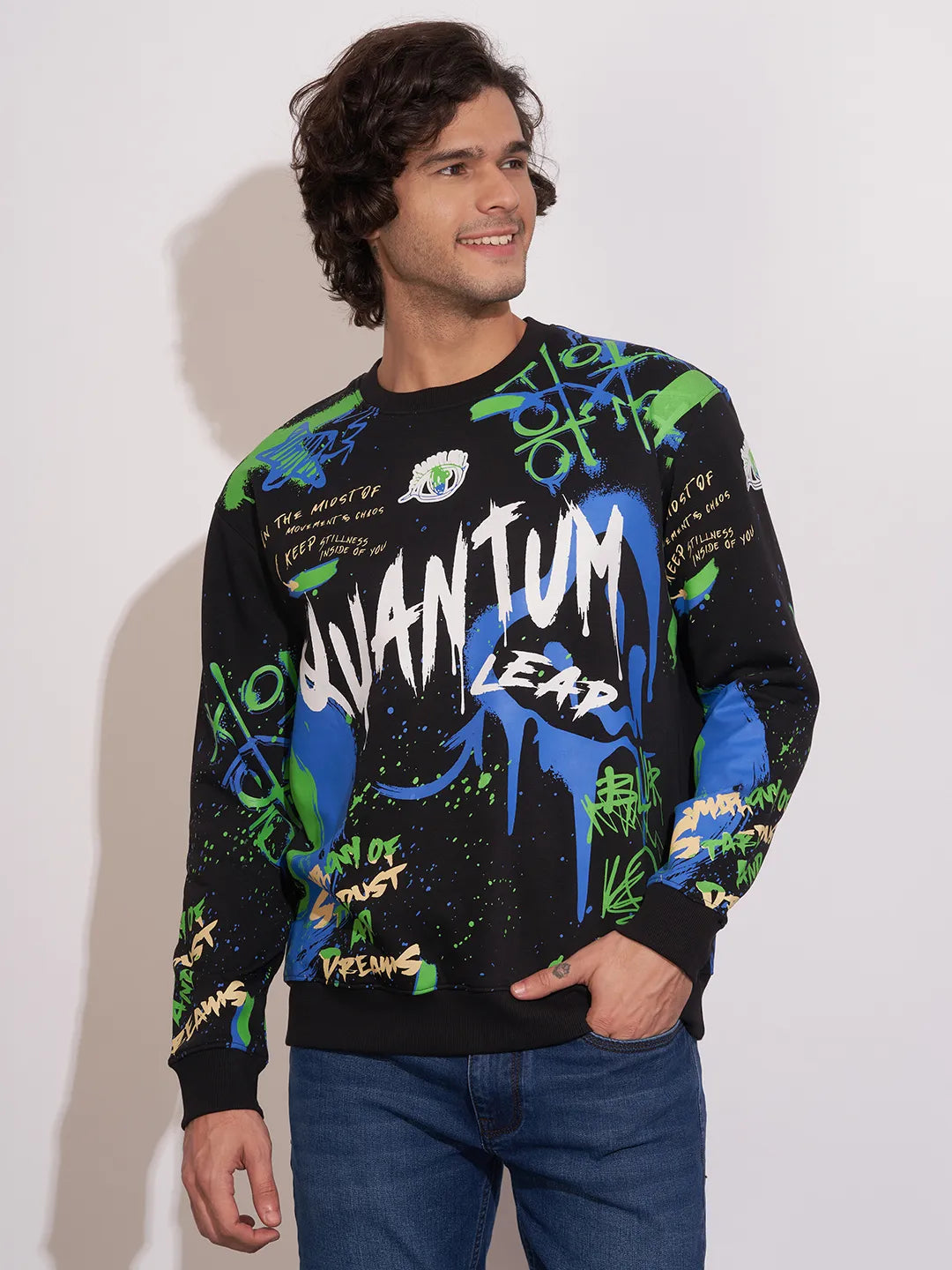 Being Human Black Relaxed Fitround Neck Sweatshirt For Men