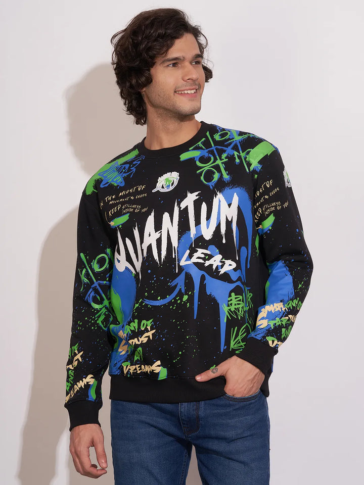 Black Easy Fit Round Neck Men's Sweatshirt by Being Human Clothing